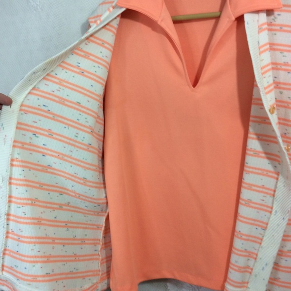 Vintage Orange Cream Blouse Vest Set L - Picture 5 of 8